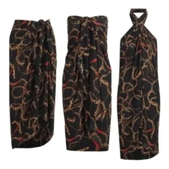 Walter Baker Black and Gold Chain Print Dress - Picture 8 of 8